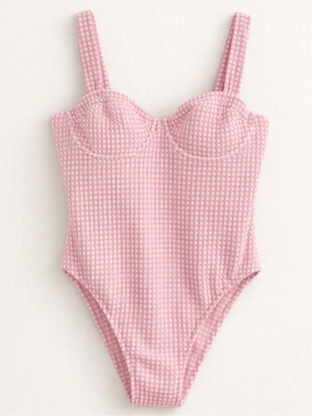 ABERCROMBIE & FITCH Pink Gingham Sweetheart Neckline OnePiece Swimsuit Sz XL NWT